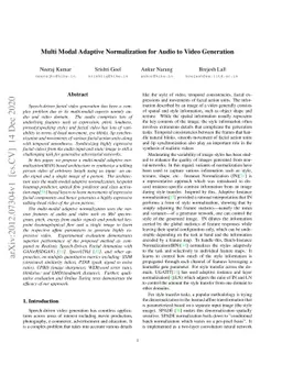 Multi Modal Adaptive Normalization for Audio to Video Generation