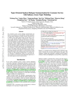 Topic-Oriented Spoken Dialogue Summarization for Customer Service with
  Saliency-Aware Topic Modeling