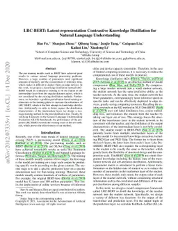 LRC-BERT: Latent-representation Contrastive Knowledge Distillation for
  Natural Language Understanding