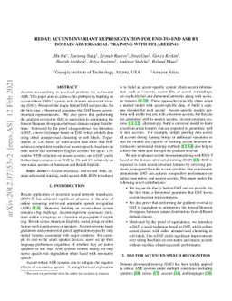 REDAT: Accent-Invariant Representation for End-to-End ASR by Domain
  Adversarial Training with Relabeling