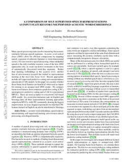 A comparison of self-supervised speech representations as input features
  for unsupervised acoustic word embeddings
