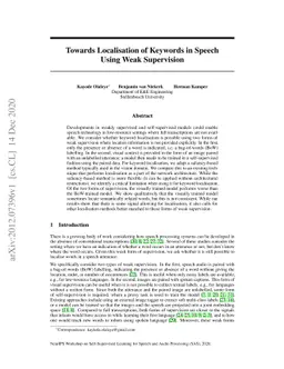 Towards localisation of keywords in speech using weak supervision
