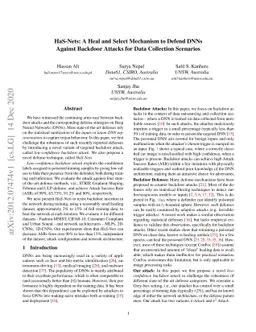 HaS-Nets: A Heal and Select Mechanism to Defend DNNs Against Backdoor
  Attacks for Data Collection Scenarios