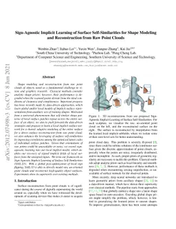Sign-Agnostic Implicit Learning of Surface Self-Similarities for Shape
  Modeling and Reconstruction from Raw Point Clouds