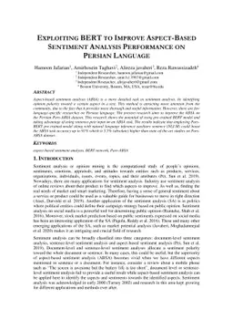 Exploiting BERT to improve aspect-based sentiment analysis performance
  on Persian language