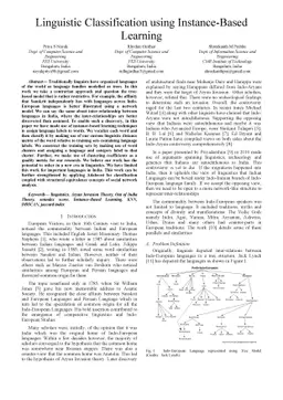 Linguistic Classification using Instance-Based Learning