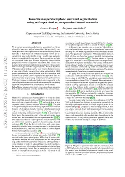 Towards unsupervised phone and word segmentation using self-supervised
  vector-quantized neural networks