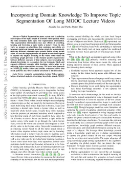 Incorporating Domain Knowledge To Improve Topic Segmentation Of Long
  MOOC Lecture Videos