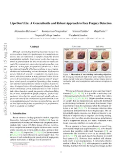 Lips Don't Lie: A Generalisable and Robust Approach to Face Forgery
  Detection