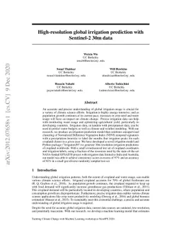 High-resolution global irrigation prediction with Sentinel-2 30m data