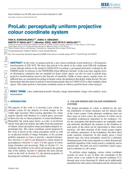 ProLab: perceptually uniform projective colour coordinate system