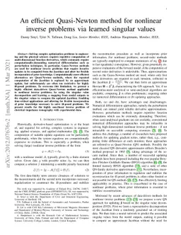 An efficient Quasi-Newton method for nonlinear inverse problems via
  learned singular values
