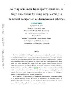 Solving non-linear Kolmogorov equations in large dimensions by using
  deep learning: a numerical comparison of discretization schemes