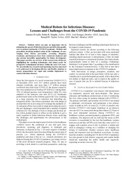 Medical Robots for Infectious Diseases: Lessons and Challenges from the
  COVID-19 Pandemic