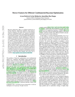 Mercer Features for Efficient Combinatorial Bayesian Optimization