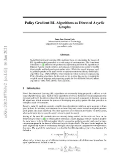 Policy Gradient RL Algorithms as Directed Acyclic Graphs