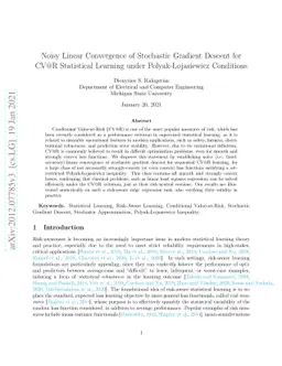 Noisy Linear Convergence of Stochastic Gradient Descent for CV@R
  Statistical Learning under Polyak-Łojasiewicz Conditions