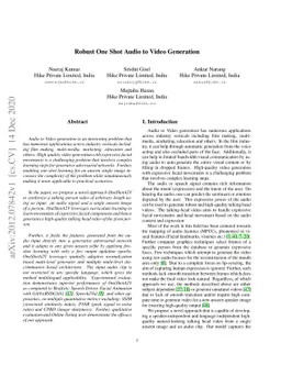 Robust One Shot Audio to Video Generation