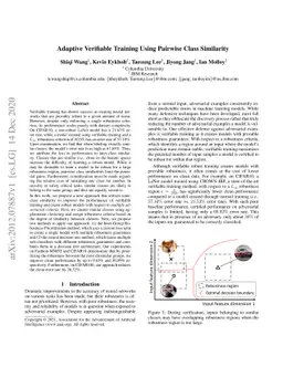 Adaptive Verifiable Training Using Pairwise Class Similarity