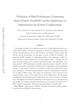 Prediction of High-Performance Computing Input/Output Variability and
  Its Application to Optimization for System Configurations