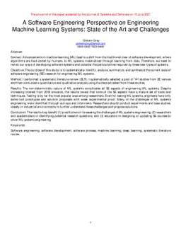 A Software Engineering Perspective on Engineering Machine Learning
  Systems: State of the Art and Challenges