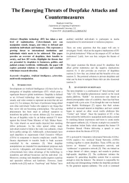 The Emerging Threats of Deepfake Attacks and Countermeasures