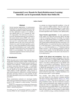Exponential Lower Bounds for Batch Reinforcement Learning: Batch RL can
  be Exponentially Harder than Online RL