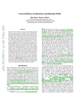 General Policies, Serializations, and Planning Width