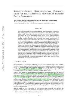 Semantic-Guided Representation Enhancement for Self-supervised Monocular
  Trained Depth Estimation
