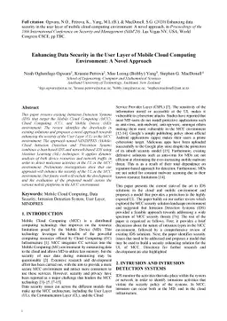 Enhancing Data Security in the User Layer of Mobile Cloud Computing
  Environment: A Novel Approach