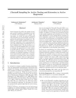 Chernoff Sampling for Active Testing and Extension to Active Regression