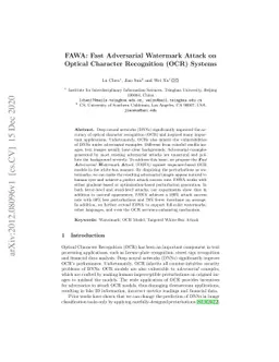FAWA: Fast Adversarial Watermark Attack on Optical Character Recognition
  (OCR) Systems