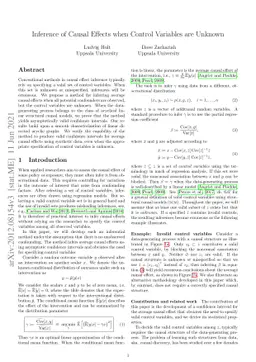 Inference of Causal Effects when Control Variables are Unknown