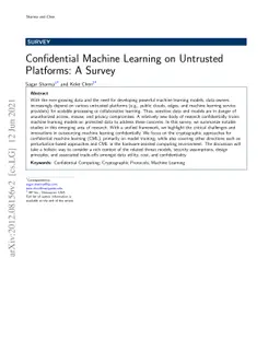 Confidential Machine Learning on Untrusted Platforms: A Survey