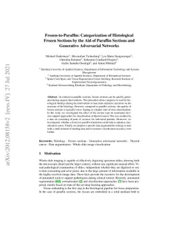 Frozen-to-Paraffin: Categorization of Histological Frozen Sections by
  the Aid of Paraffin Sections and Generative Adversarial Networks