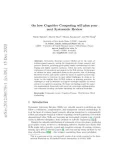 On how Cognitive Computing will plan your next Systematic Review