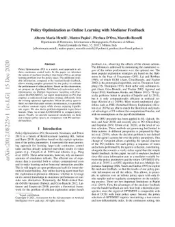 Policy Optimization as Online Learning with Mediator Feedback