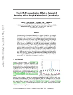 CosSGD: Communication-Efficient Federated Learning with a Simple
  Cosine-Based Quantization