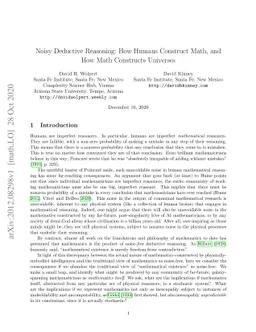 Noisy Deductive Reasoning: How Humans Construct Math, and How Math
  Constructs Universes