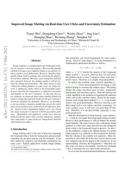 Improved Image Matting via Real-time User Clicks and Uncertainty
  Estimation