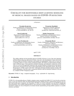 Checklist for responsible deep learning modeling of medical images based
  on COVID-19 detection studies