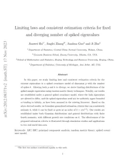Limiting laws and consistent estimation criteria for fixed and diverging
  number of spiked eigenvalues