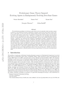 Evolutionary Game Theory Squared: Evolving Agents in Endogenously
  Evolving Zero-Sum Games