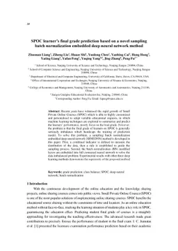 SPOC learner's final grade prediction based on a novel sampling batch
  normalization embedded neural network method