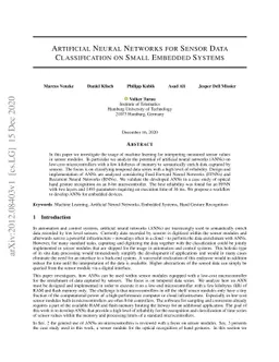 Artificial Neural Networks for Sensor Data Classification on Small
  Embedded Systems