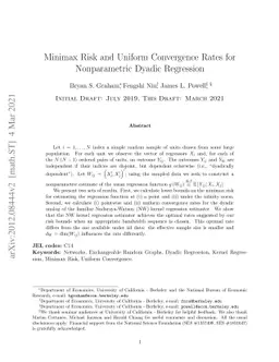 Minimax Risk and Uniform Convergence Rates for Nonparametric Dyadic
  Regression