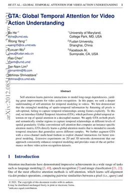 GTA: Global Temporal Attention for Video Action Understanding