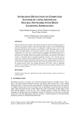 Intrusion detection in computer systems by using artificial neural
  networks with Deep Learning approaches