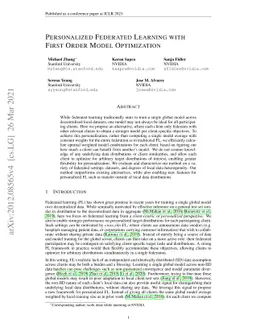 Personalized Federated Learning with First Order Model Optimization