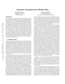 Semantic Annotation for Tabular Data